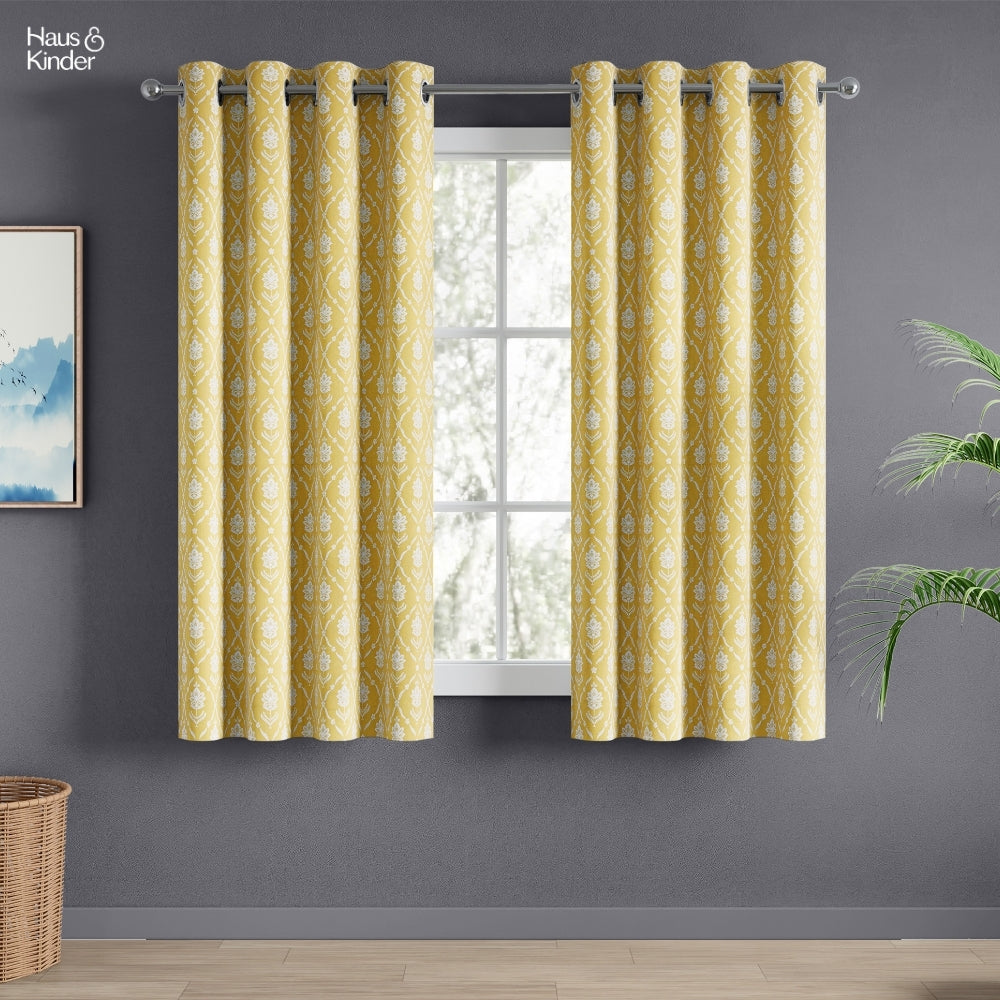 Cotton Printed Curtain Ochre Manor, Yellow