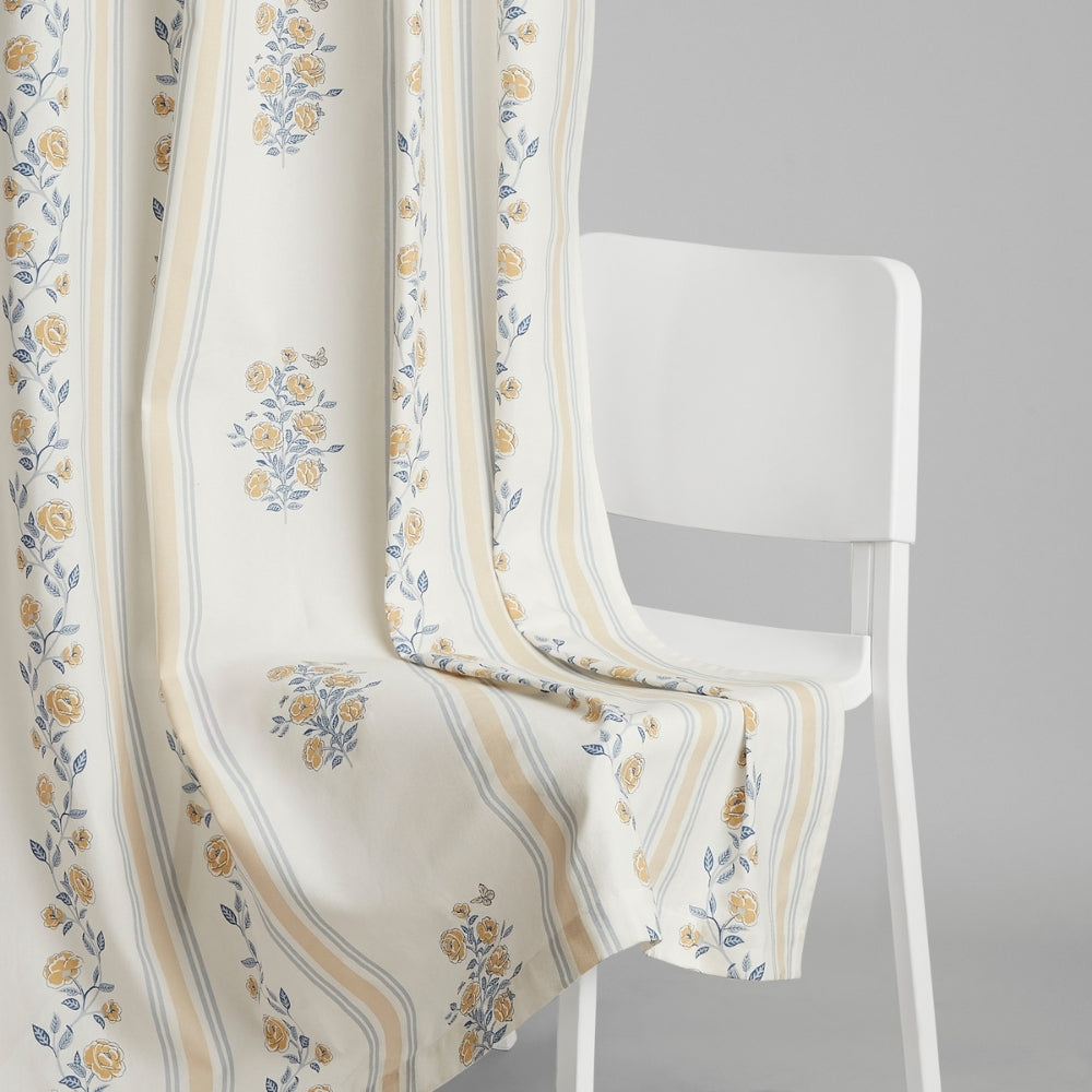 Cotton Printed Curtain Rosebud Lane, Yellow
