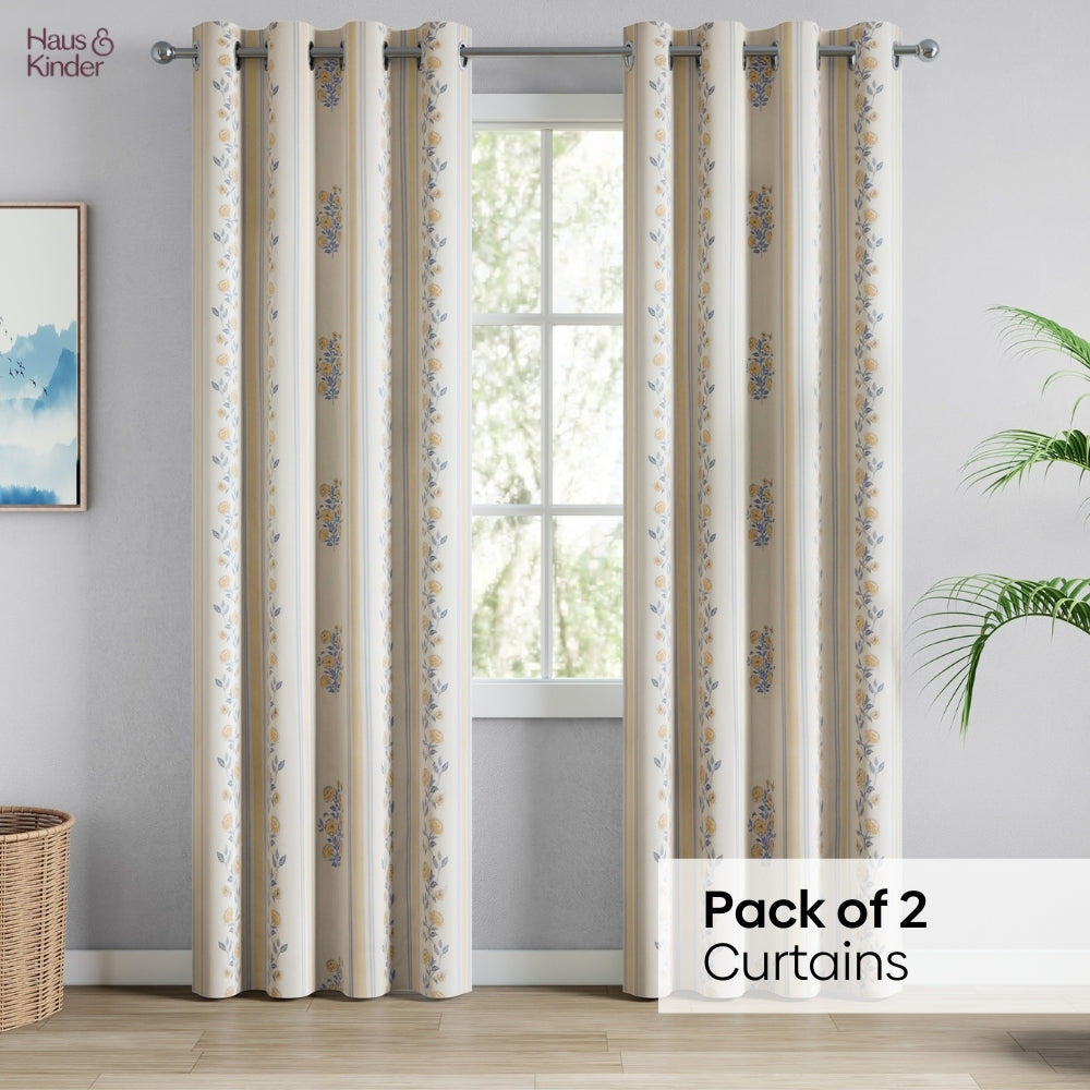 Cotton Printed Curtain Rosebud Lane, Yellow