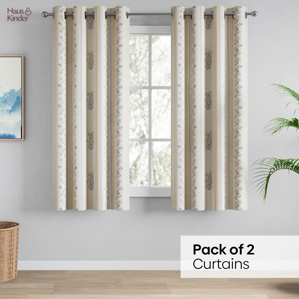 Cotton Printed Curtain Rosebud Lane, Yellow
