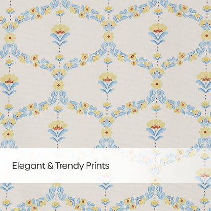 Cotton Printed Pack Of 2 Curtain Amber Vale, Blue