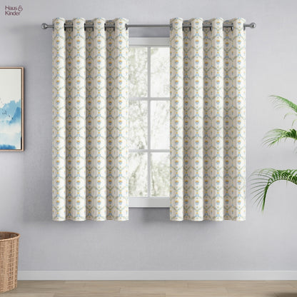 Cotton Printed Pack Of 2 Curtain Amber Vale, Blue