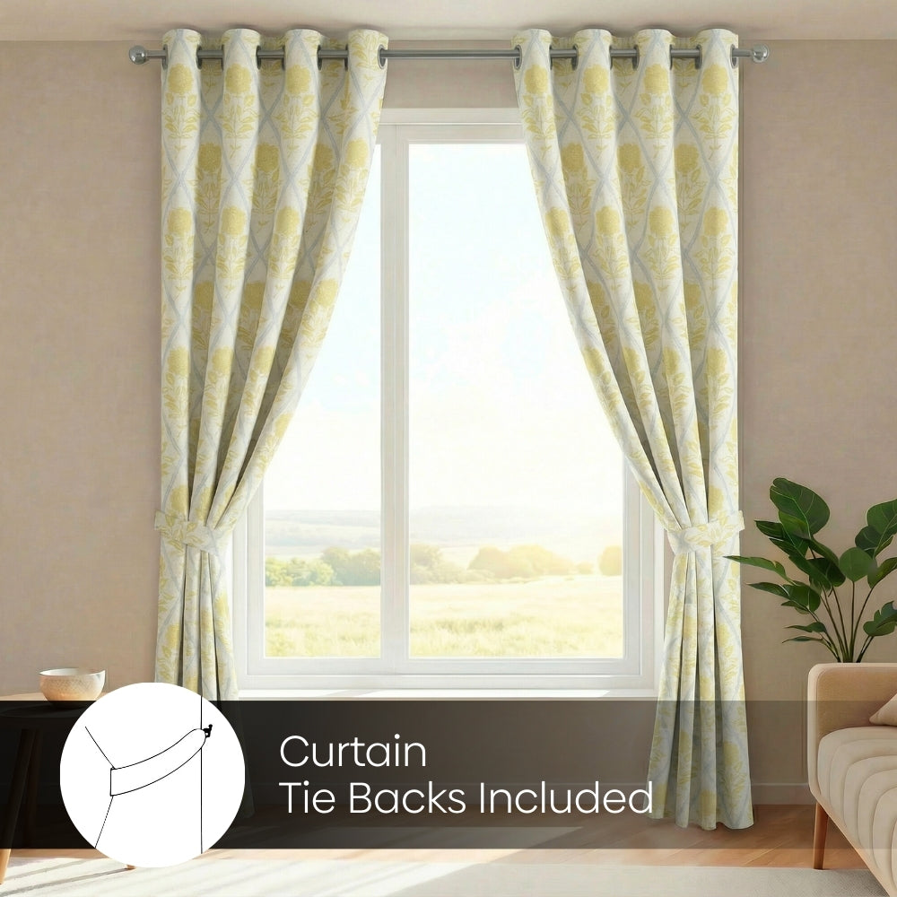 Cotton Printed Pack Of 2 Curtain Sorbet, Yellow