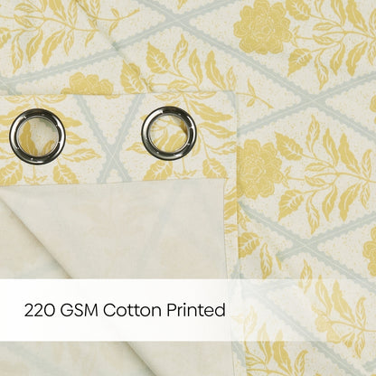 Cotton Printed Pack Of 2 Curtain Sorbet, Yellow
