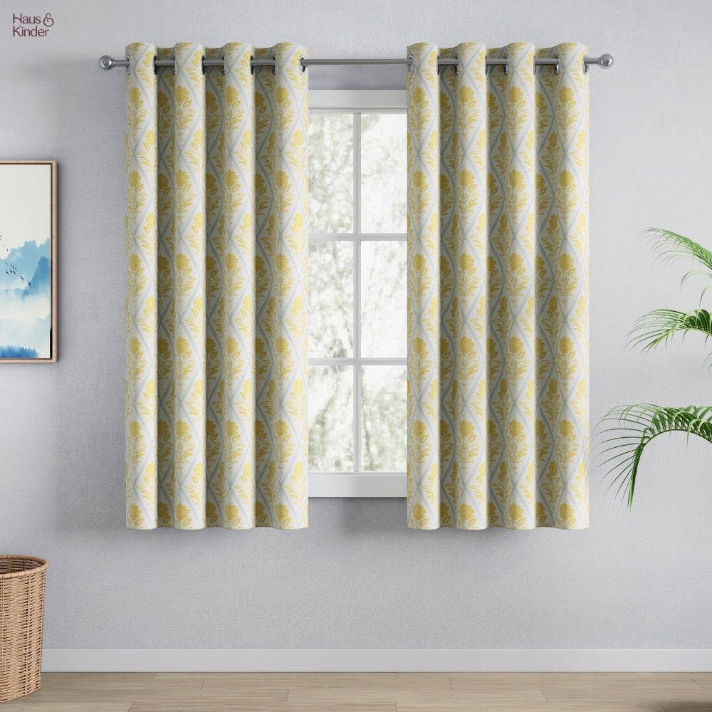 Cotton Printed Pack Of 2 Curtain Sorbet, Yellow