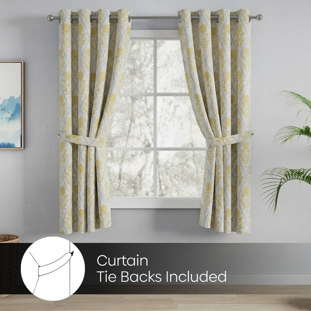 Cotton Printed Pack Of 2 Curtain Sorbet, Yellow