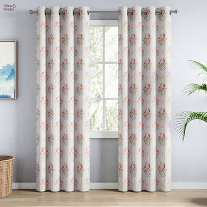 Cotton Printed Pack Of 2 Curtain Whispering Songbird, Multicolor