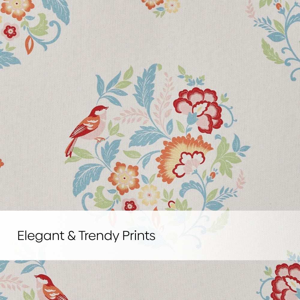 Cotton Printed Pack Of 2 Curtain Whispering Songbird, Multicolor