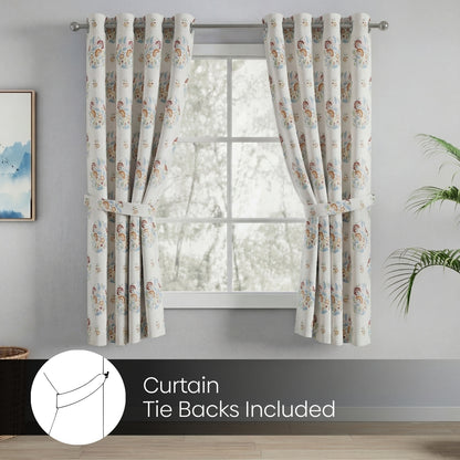 Cotton Printed Pack Of 2 Curtain Whispering Songbird, Multicolor