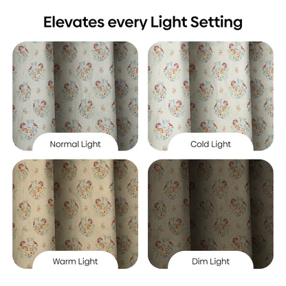 Cotton Printed Pack Of 2 Curtain Whispering Songbird, Multicolor