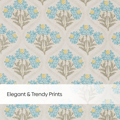 Cotton Printed Pack Of 2 Curtain Floral Poise, Blue