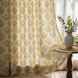 Cotton Printed Pack Of 2 Curtain Floral Poise, Yellow