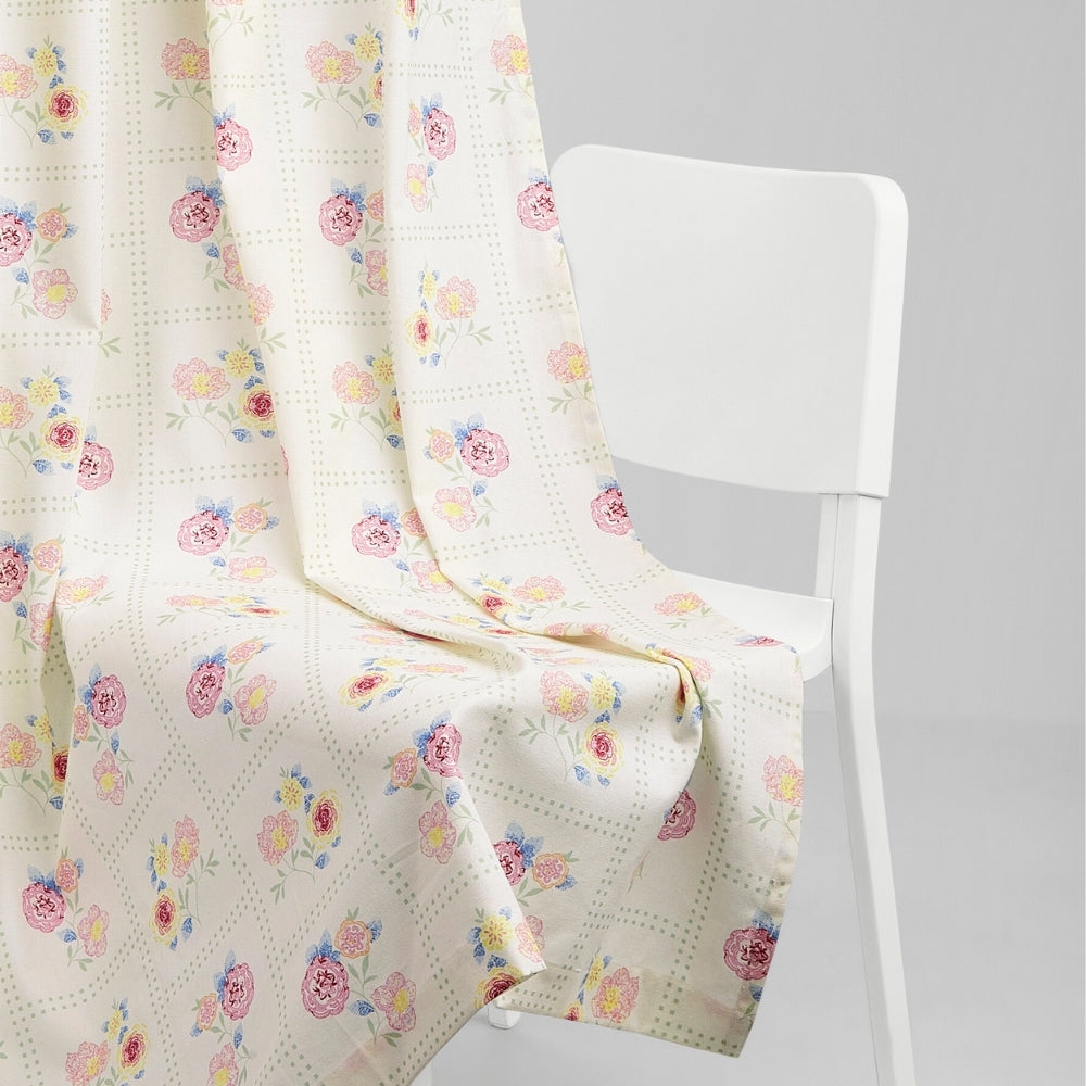 Cotton Printed Pack Of 2 Curtain Floral Siesta, Pink