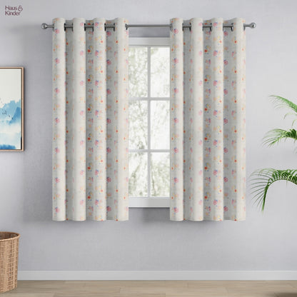 Cotton Printed Pack Of 2 Curtain Floral Siesta, Pink