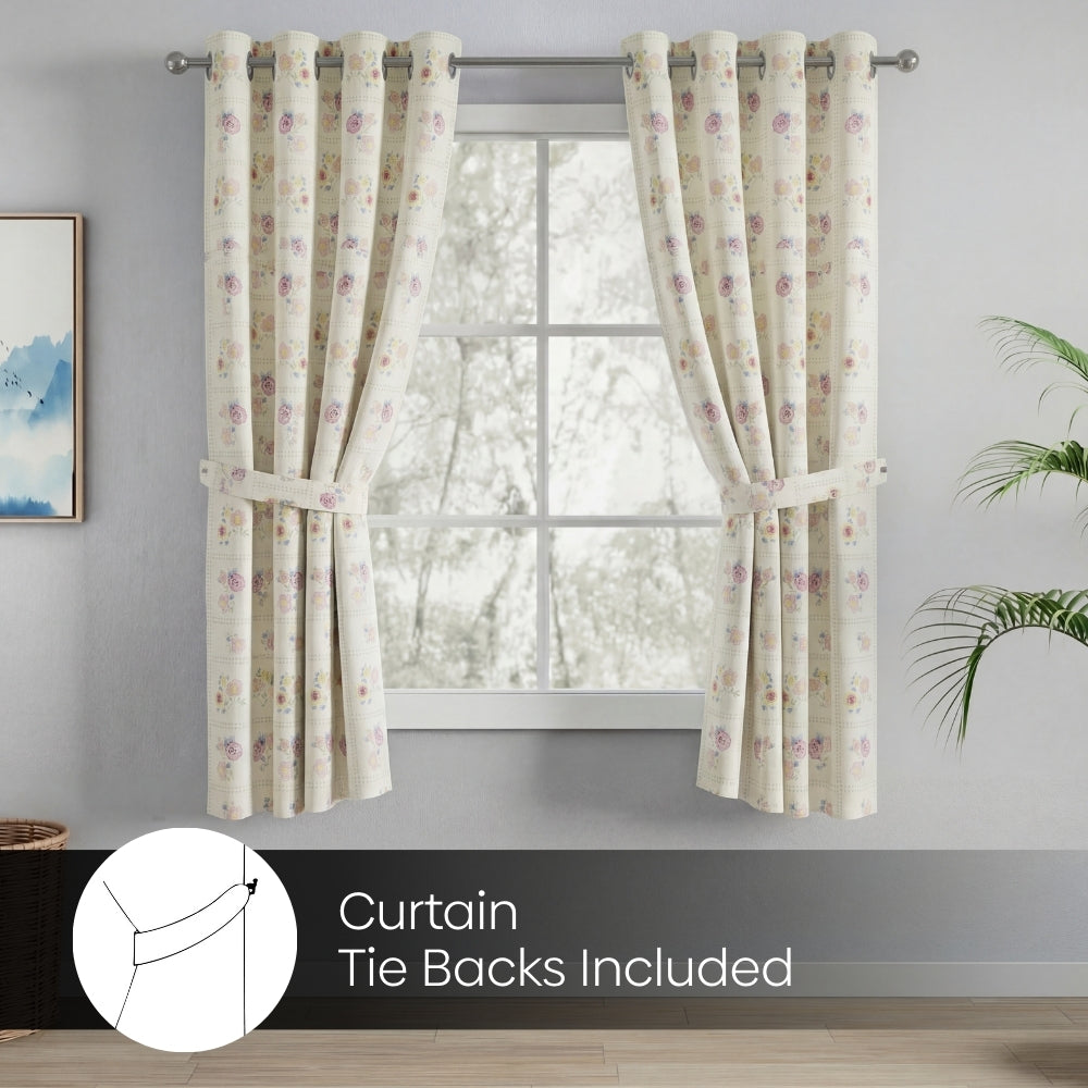 Cotton Printed Pack Of 2 Curtain Floral Siesta, Pink