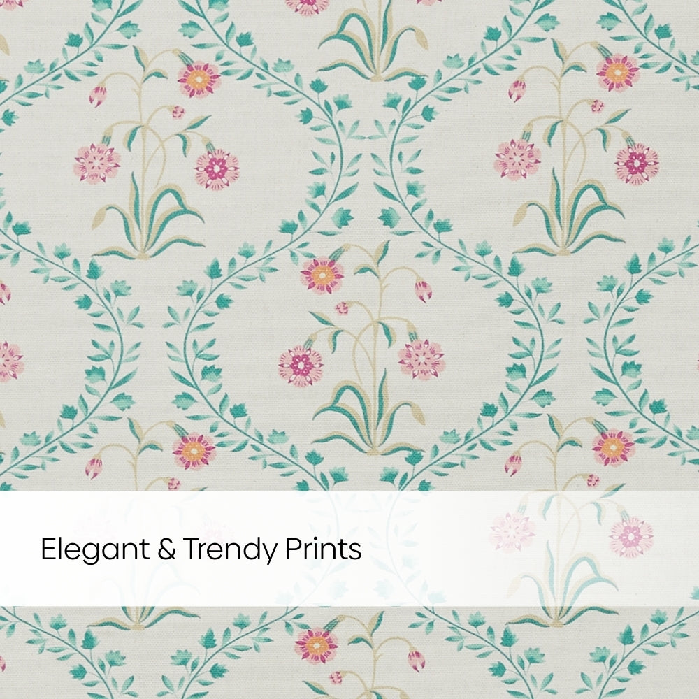 Cotton Printed  Pack Of 2 Curtain Pink Blossom, Teal