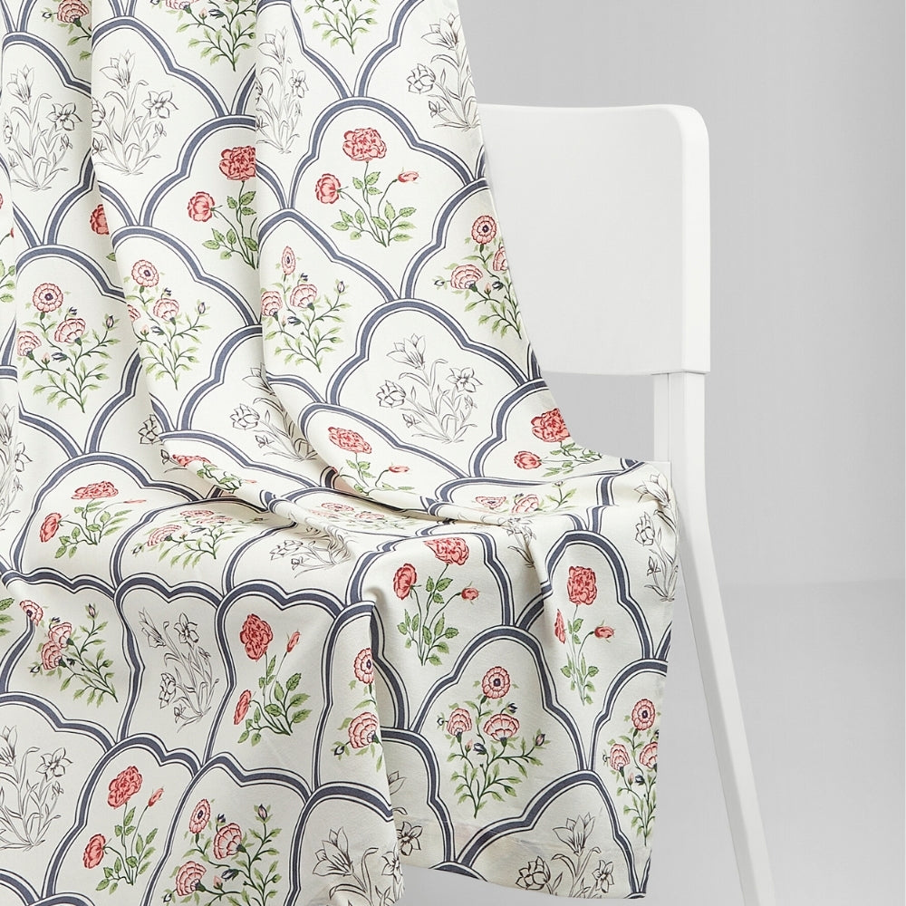 Cotton Printed Pack Of 2  Curtain Classic Trellis, Multicolor