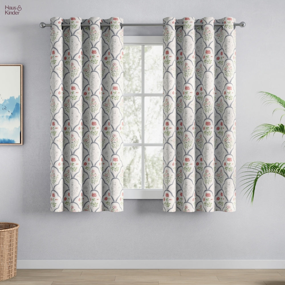 Cotton Printed Pack Of 2  Curtain Classic Trellis, Multicolor