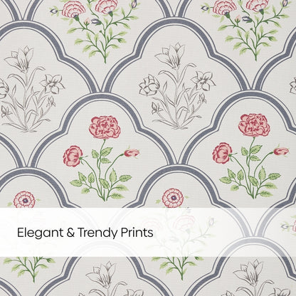 Cotton Printed Pack Of 2  Curtain Classic Trellis, Multicolor