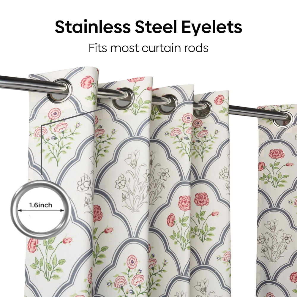 Cotton Printed Pack Of 2  Curtain Classic Trellis, Multicolor