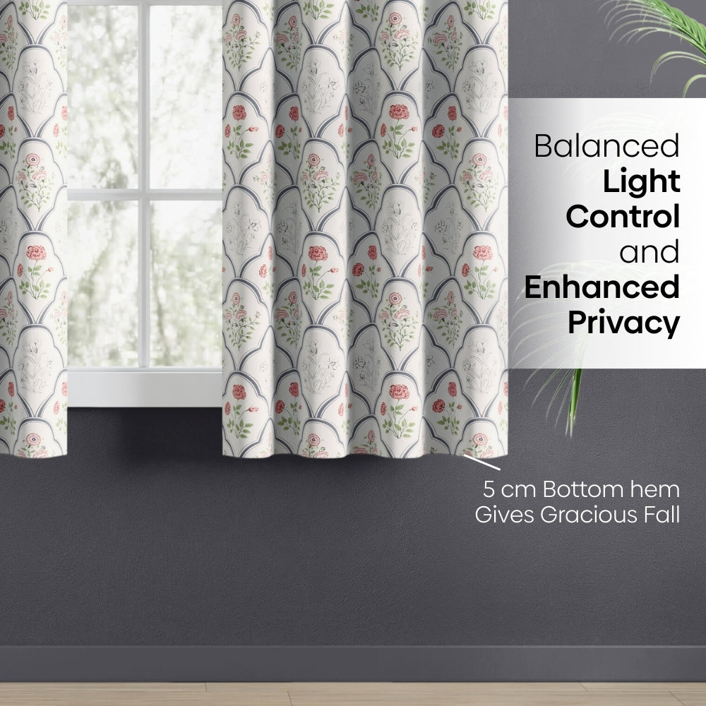 Cotton Printed Pack Of 2  Curtain Classic Trellis, Multicolor