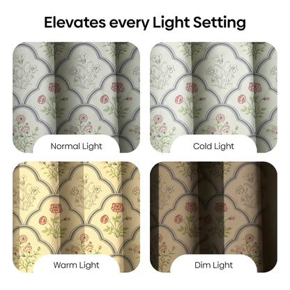 Cotton Printed Pack Of 2  Curtain Classic Trellis, Multicolor