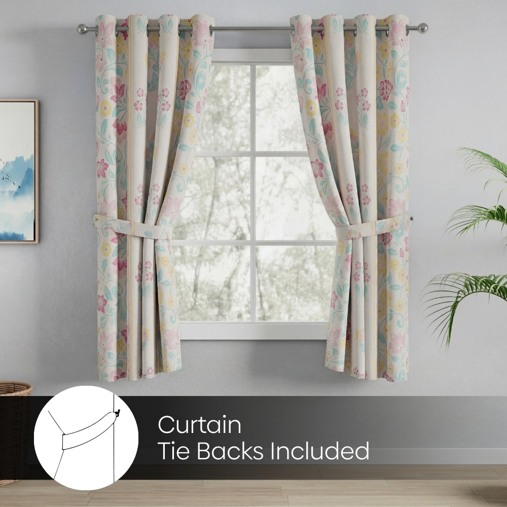 Cotton Printed Pack Of 2 Curtain Pastel Grove, Multicolor
