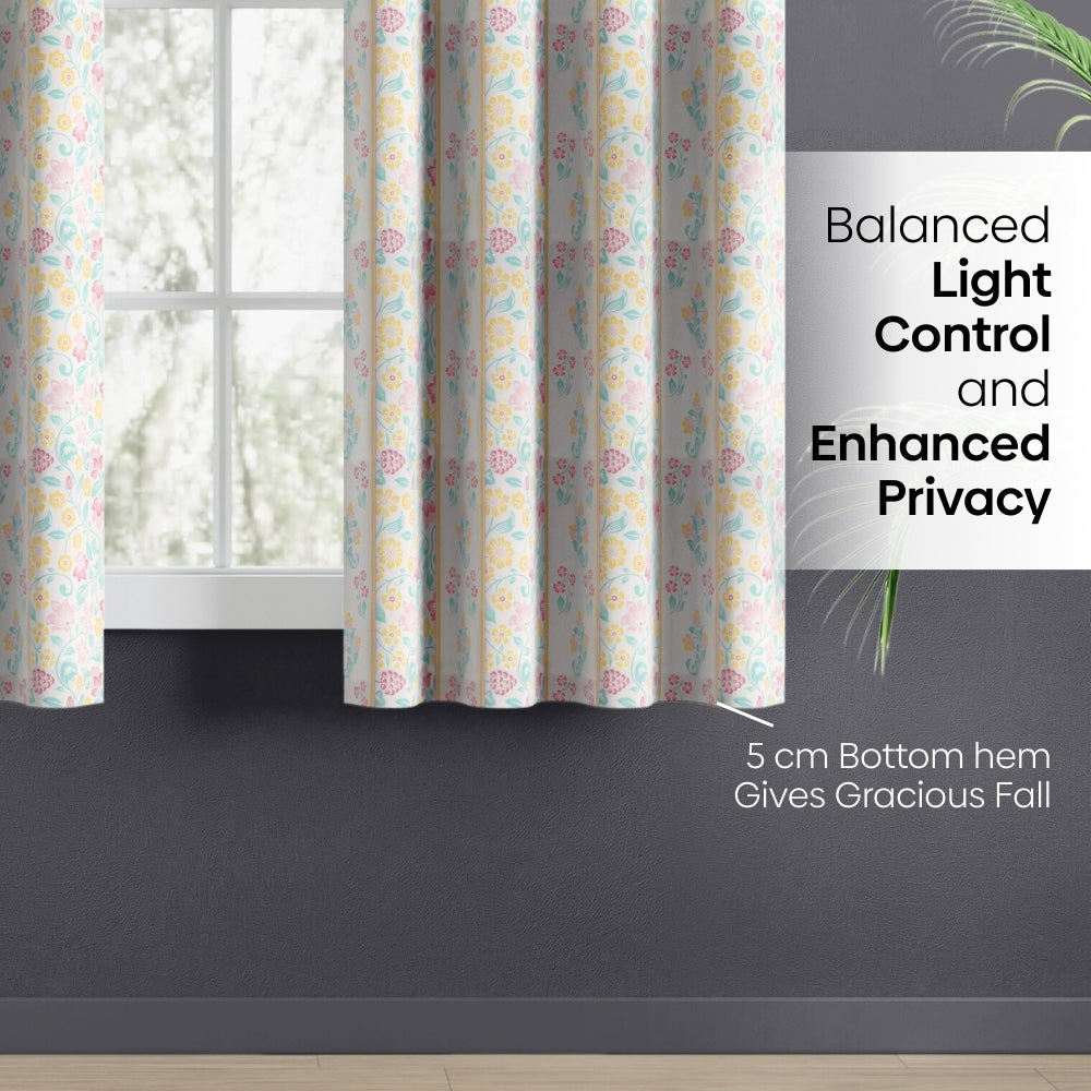 Cotton Printed Pack Of 2 Curtain Pastel Grove, Multicolor