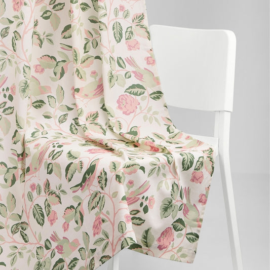 Cotton Printed Pack Of 2 Curtain Curtain Pastel Aviary, Green