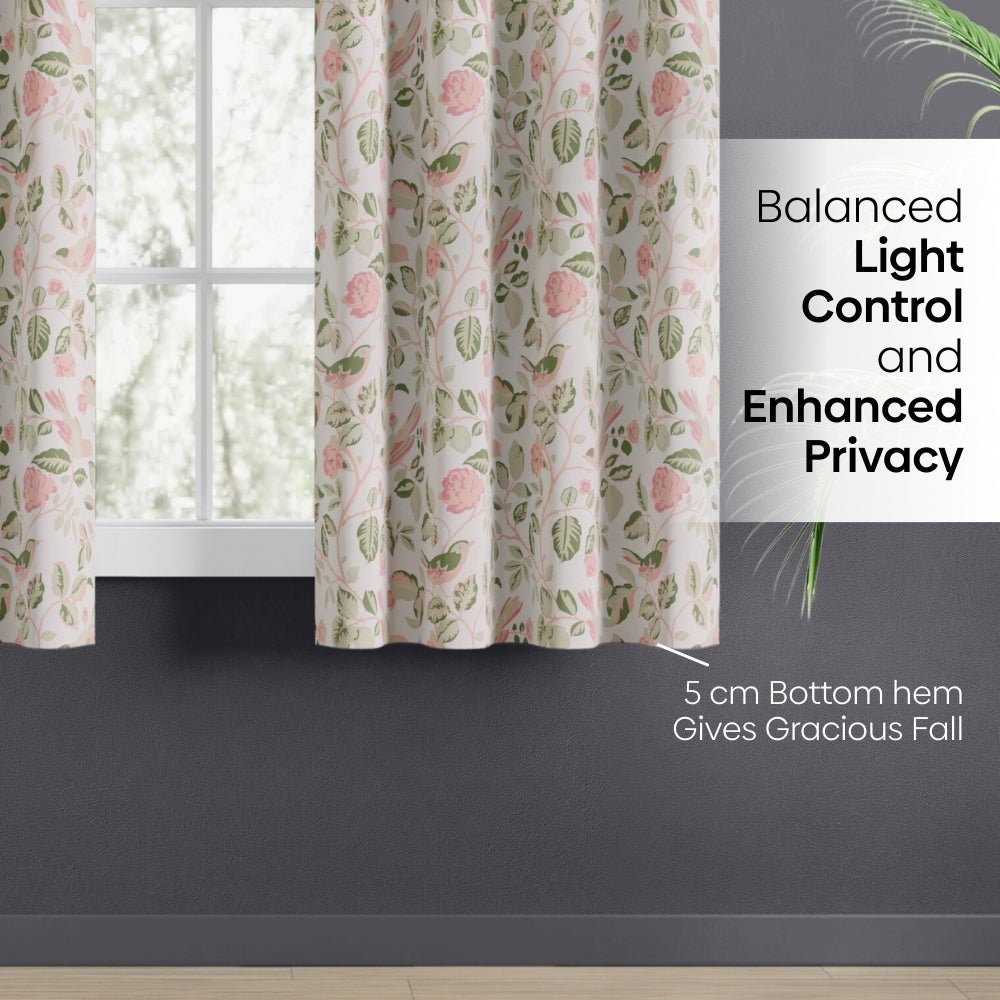 Cotton Printed Pack Of 2 Curtain Curtain Pastel Aviary, Green - Cotton Printed Curtains | haus & kinder