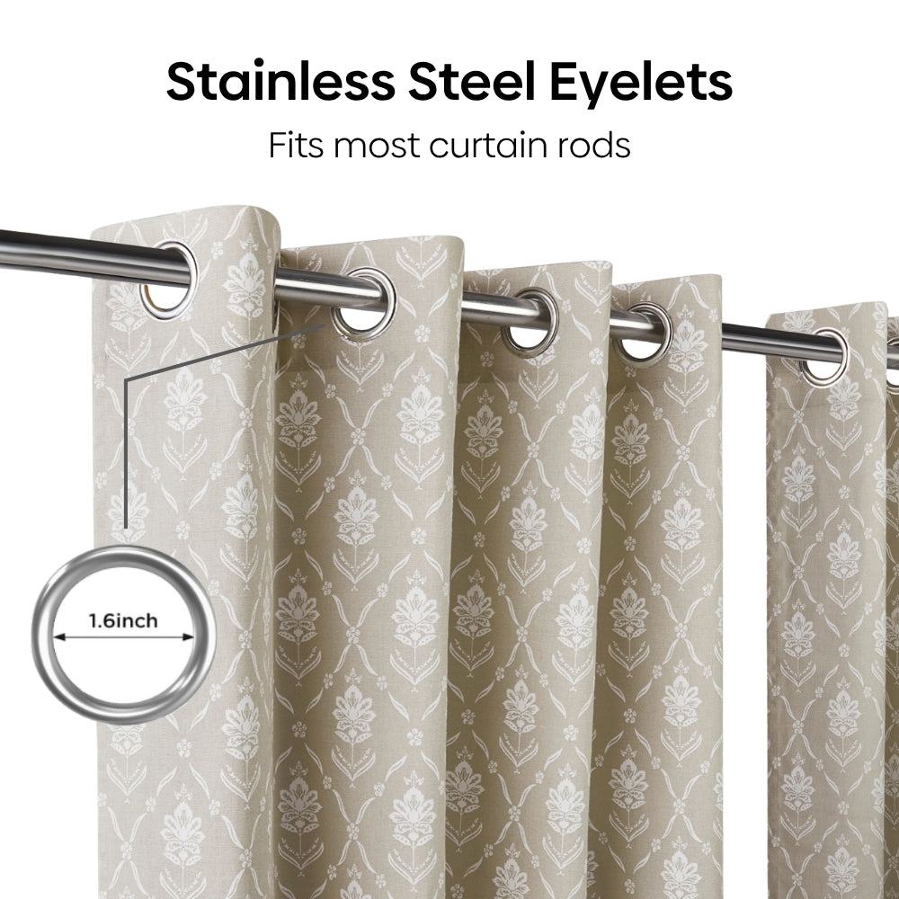 Cotton Printed Pack Of 2 Curtain Manor Beige