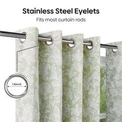 Cotton Printed Pack Of 2 Curtain Chalkflower Sage - Cotton Printed Curtains | haus & kinder
