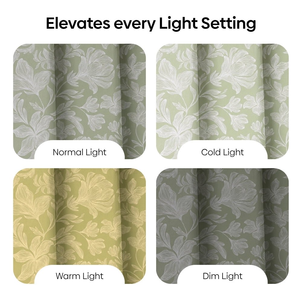 Cotton Printed Pack Of 2 Curtain Chalkflower Sage - Cotton Printed Curtains | haus & kinder