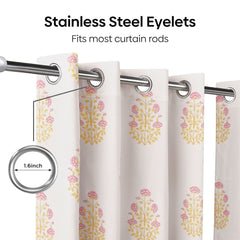 Cotton Printed Pack Of 2 Curtain Serene Rosalia Pink - Cotton Printed Curtains | haus & kinder