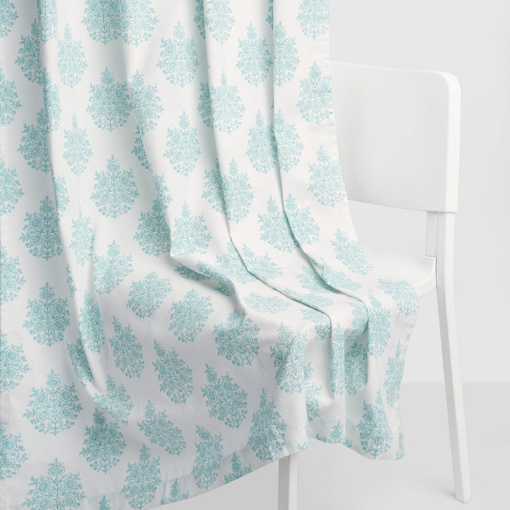 Cotton Printed Pack Of 2 Curtain Curtain Ciel Botanique Blue