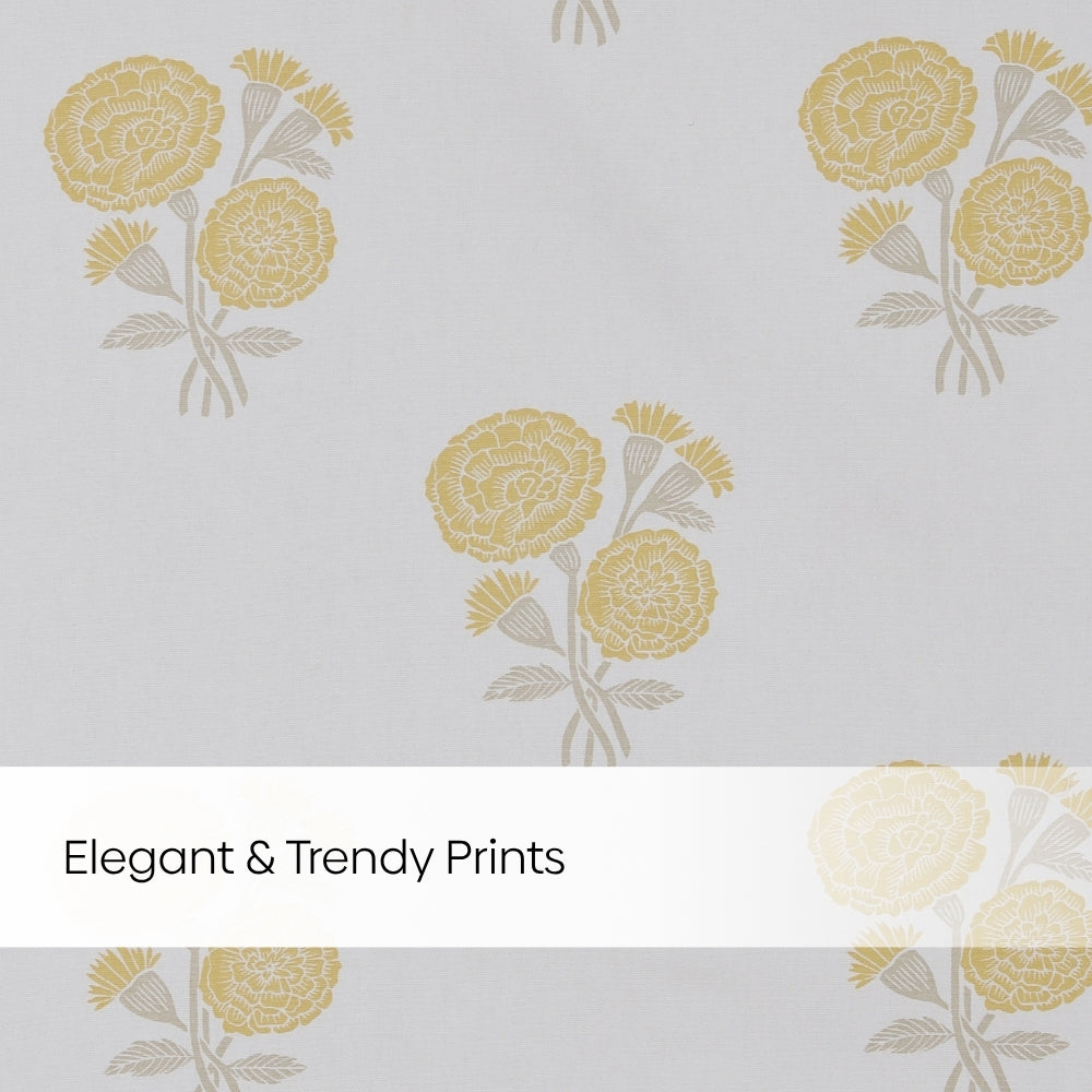 Cotton Printed Pack Of 2 Curtain Curtain Soleil Botanique Yellow