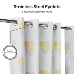 Cotton Printed Pack Of 2 Curtain Curtain Soleil Botanique Yellow - Cotton Printed Curtains | haus & kinder