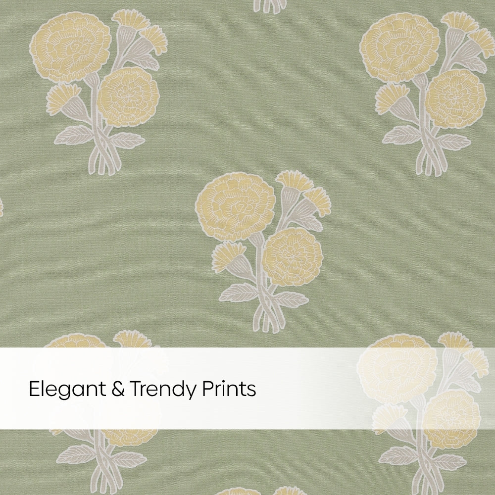 Cotton Printed Pack Of 2 Curtain Curtain Soleil Botanique Sage