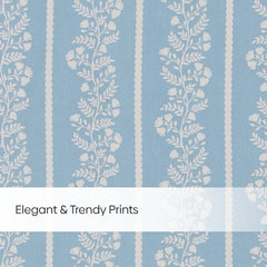 Cotton Printed Pack Of 2 Curtain Vineway Blue - Cotton Printed Curtains | haus & kinder