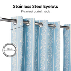 Cotton Printed Pack Of 2 Curtain Vineway Blue - Cotton Printed Curtains | haus & kinder