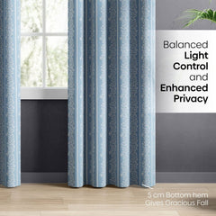 Cotton Printed Pack Of 2 Curtain Vineway Blue - Cotton Printed Curtains | haus & kinder