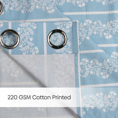 Cotton Printed Pack Of 2 Curtain Vineway Blue - Cotton Printed Curtains | haus & kinder