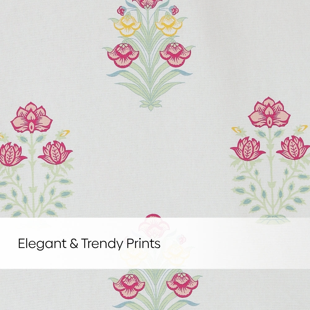 Cotton Printed Pack Of 2 Curtain Meadow of Petals Multicolor