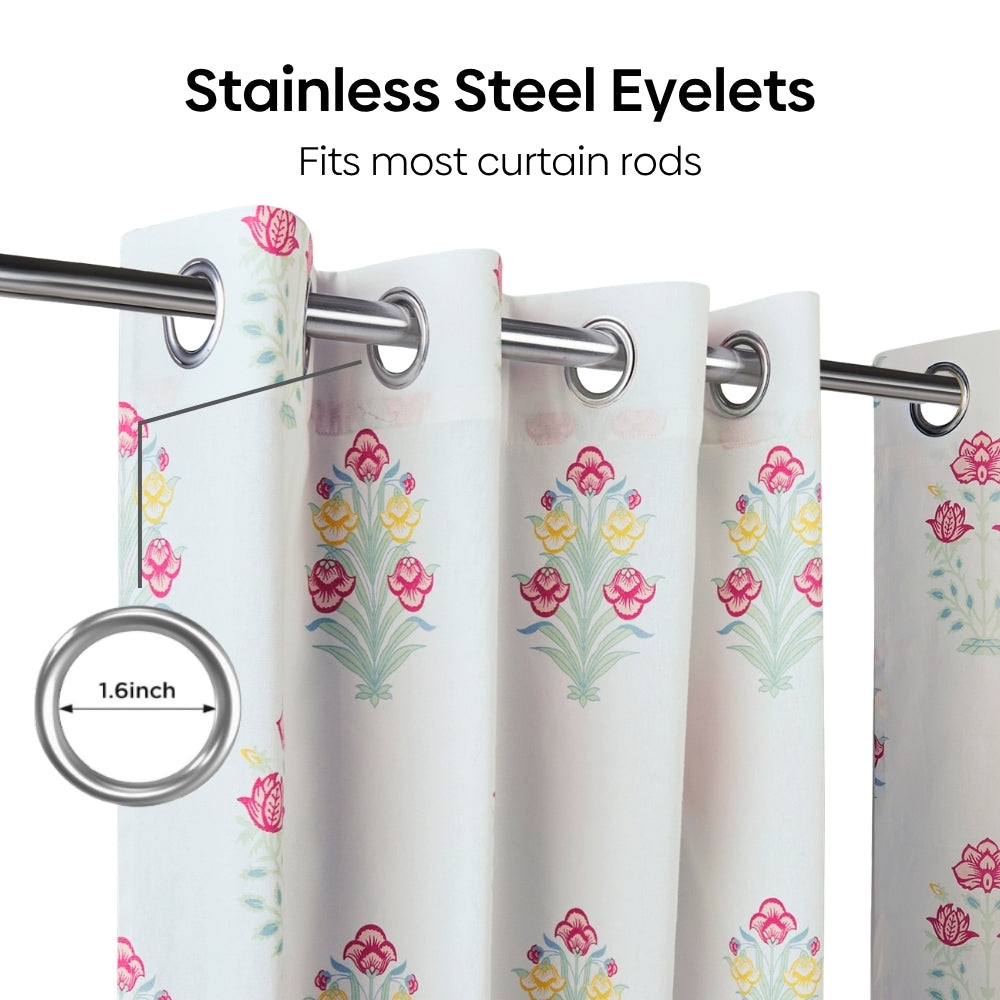 Cotton Printed Pack Of 2 Curtain Meadow of Petals Multicolor