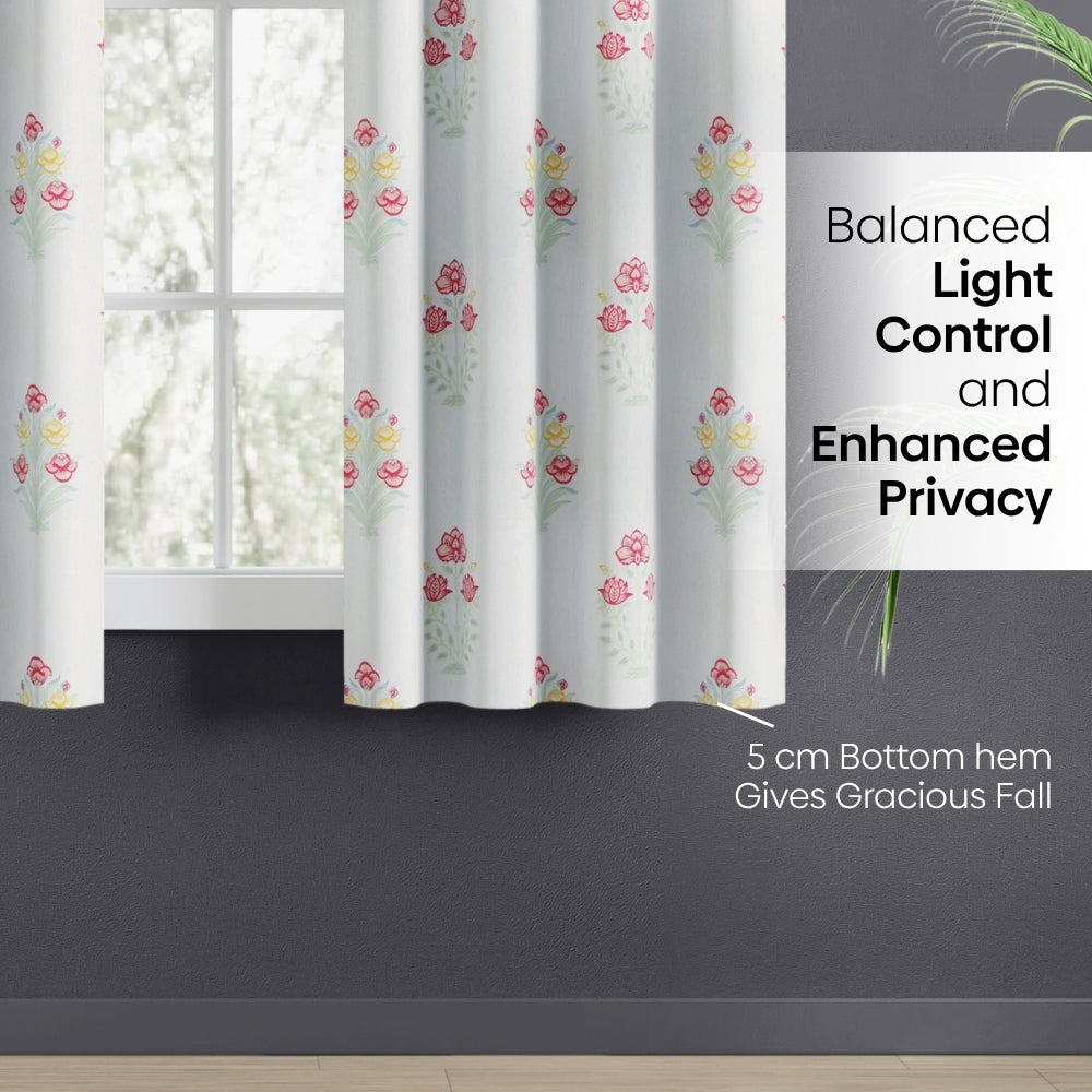 Cotton Printed Pack Of 2 Curtain Meadow of Petals Multicolor
