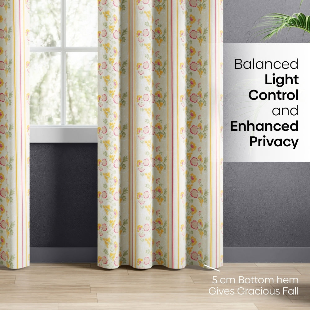Cotton Printed Pack Of 2 Curtain Petaline Multicolor
