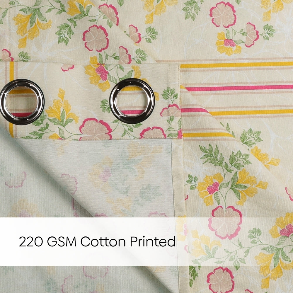 Cotton Printed Pack Of 2 Curtain Petaline Multicolor