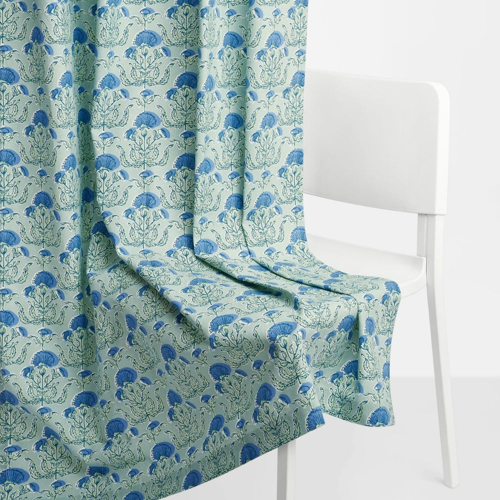 Cotton Printed Pack Of 2 Curtain Rosette Blue
