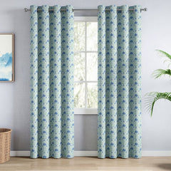 Cotton Printed Pack Of 2 Curtain Rosette Blue - Cotton Printed Curtains | haus & kinder