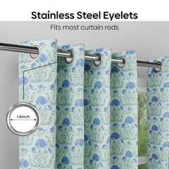 Cotton Printed Pack Of 2 Curtain Rosette Blue - Cotton Printed Curtains | haus & kinder